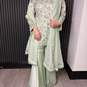 Blossom Mint - 3 piece Gharara suit