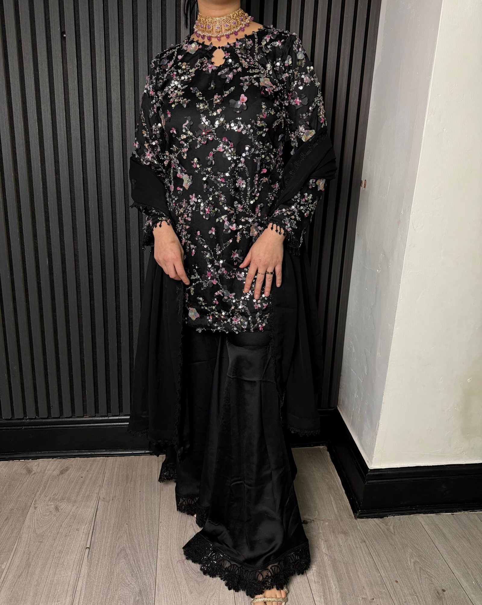 Blossom Noir -3 piece gharara suit