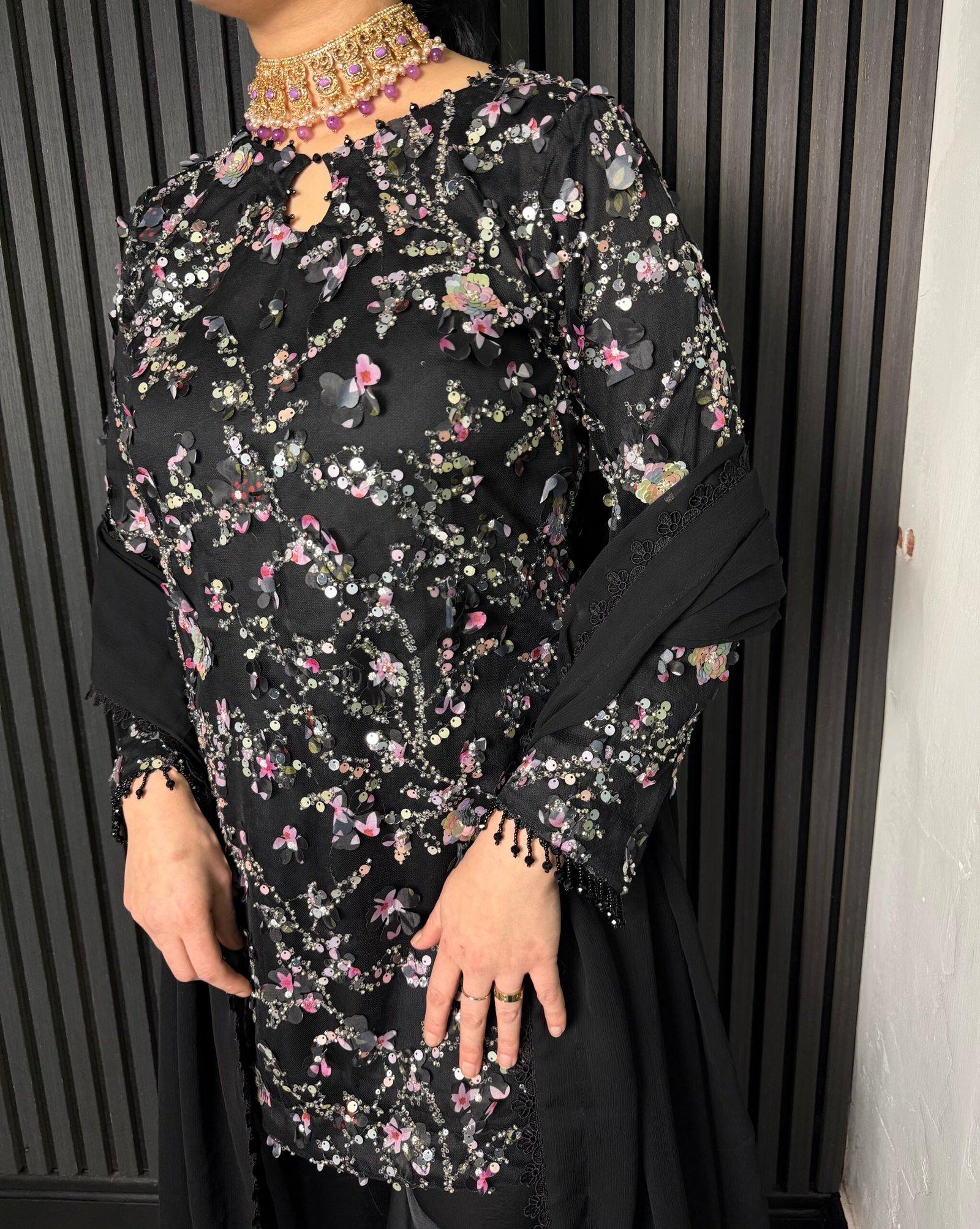 Blossom Noir -3 piece gharara suit - Image 3