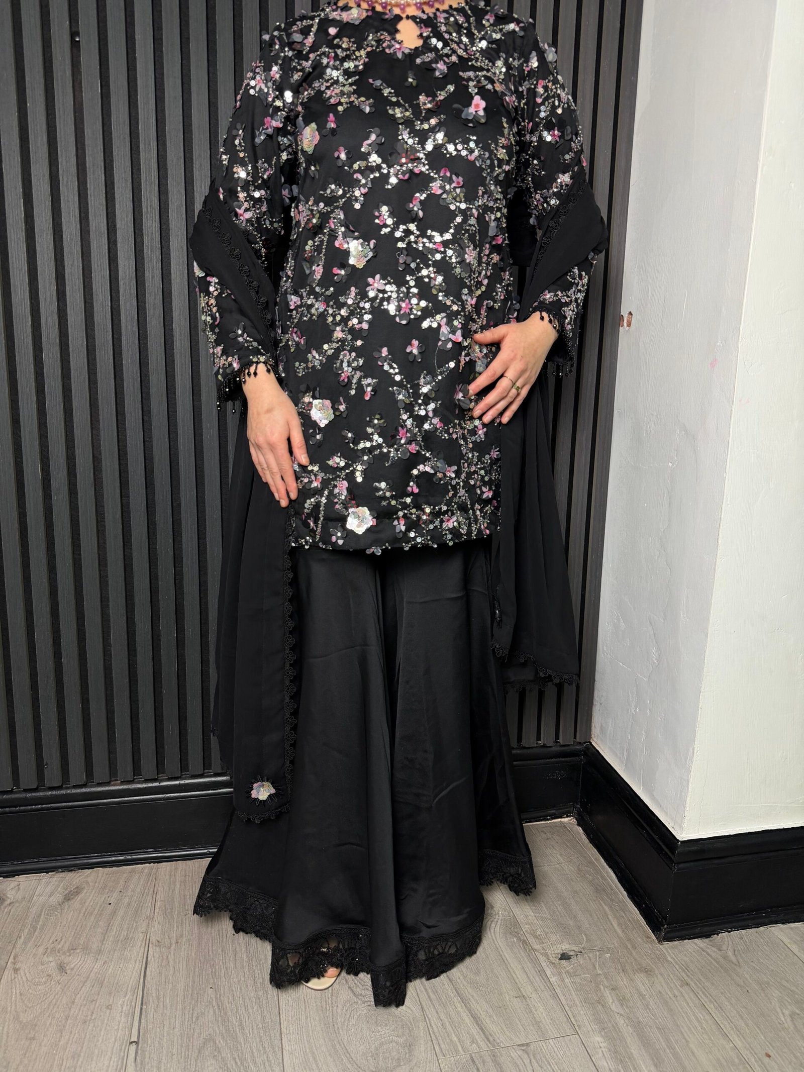 Blossom Noir -3 piece gharara suit - Image 4