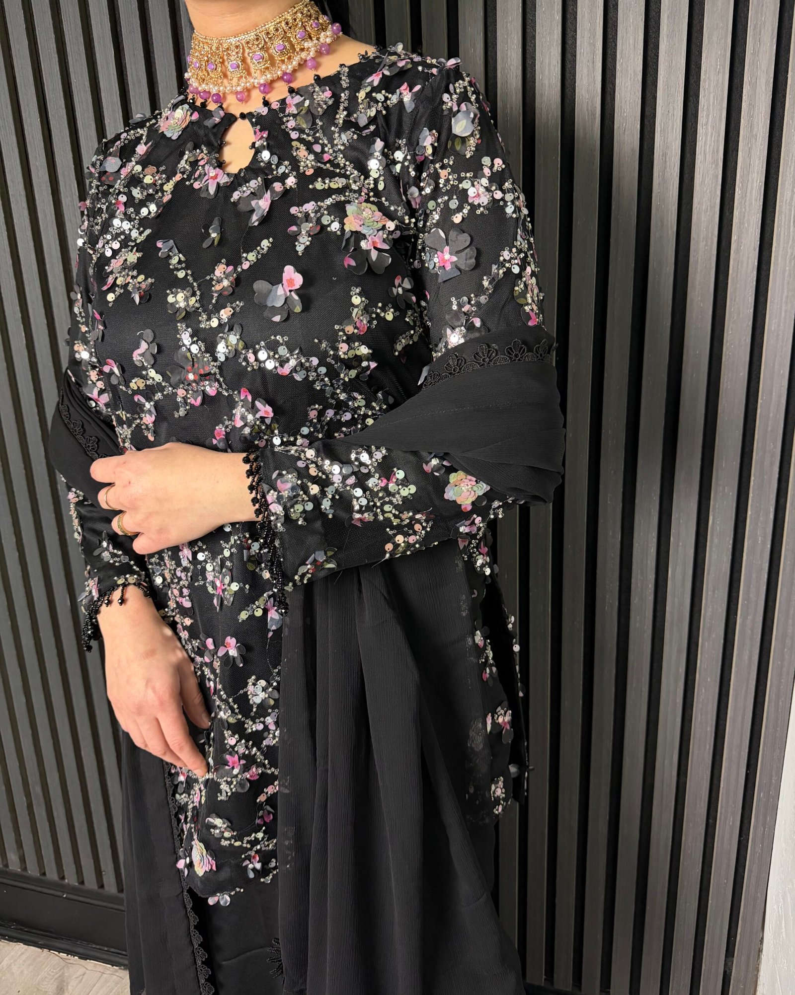 Blossom Noir -3 piece gharara suit - Image 5