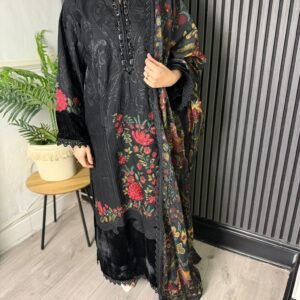 Maria B inspired Black Embroidered 3-Piece Suit